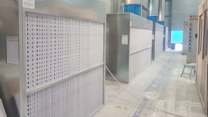 Dry filter wall paint bays