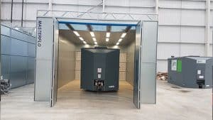 dry filter fully enclosed spray booths for trailers and vans